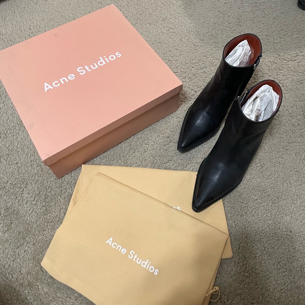 Acne studios cony black leather boots